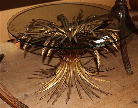 Wheatsheaf table with a glass top